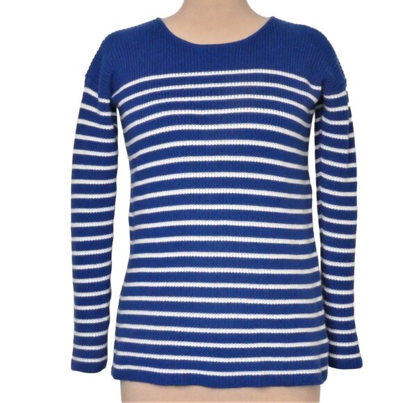 Gap Maternity Brooklyn Blue White Stripe Scoop Wool Blend Sweater Size XS - Picture 1 of 6